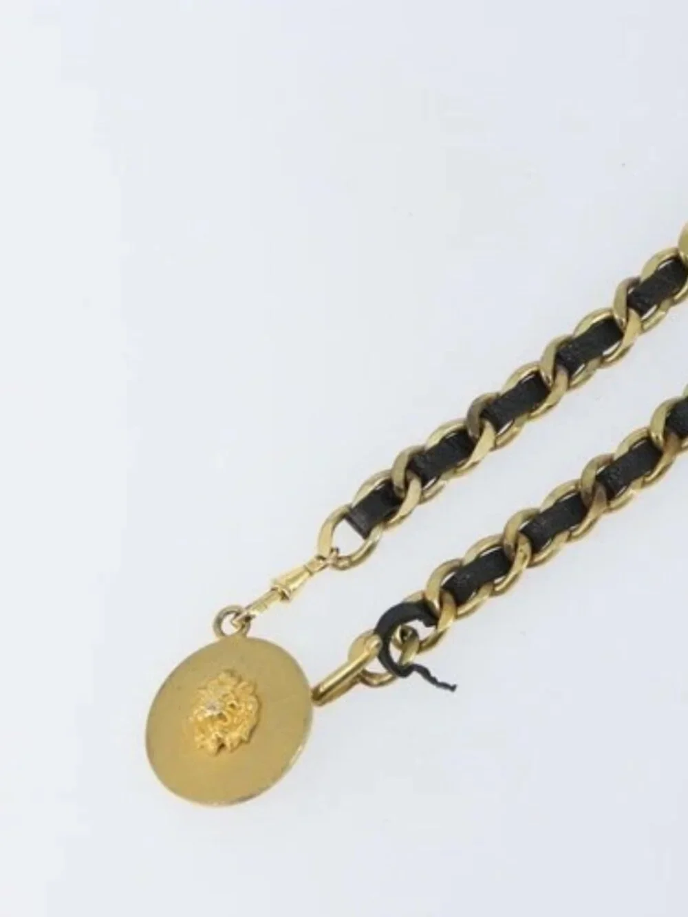 CHANEL Chain Belt metal Gold CC Auth bs32091